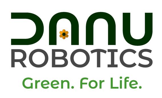 Text: "Danu Robotics" in black, "Green. For Life" in green.