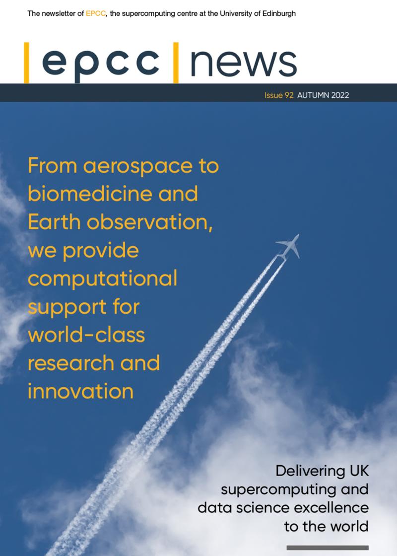 Cover of EPCC News showing aeroplane with trail.