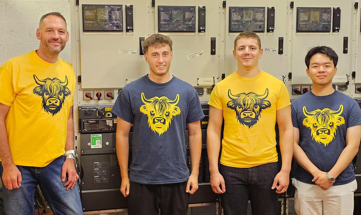 EPCC Director of HPC Services with 3 interns at the Advanced Computing Facility 2025