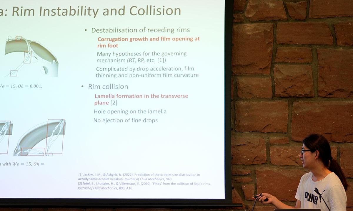 Female researcher giving science talk