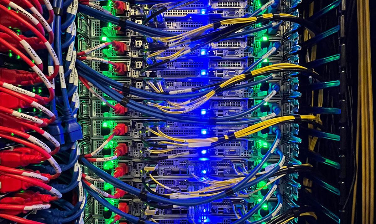Colourful photo of the wiring inside a CS-3 cabinet