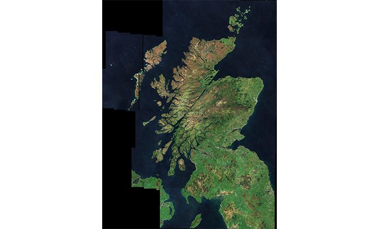 Satellite view of Scotland