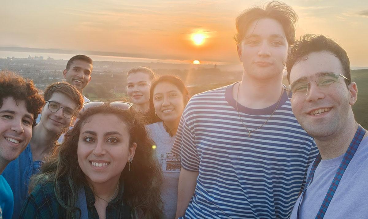 HPC Summer School students at sunset on Arthur's Seat