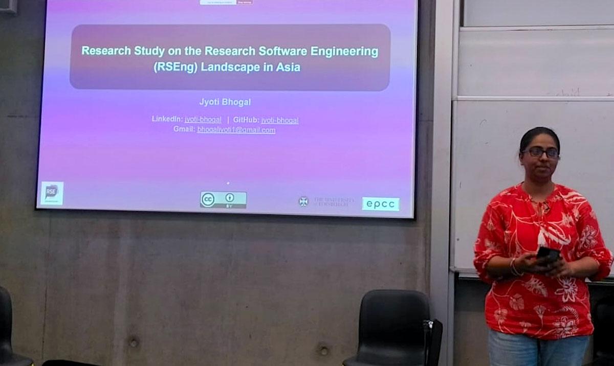 Jyoti Bhogal giving a talk