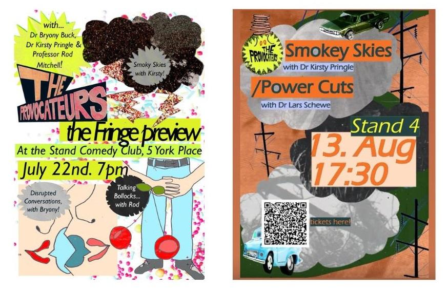 Two cartoon style posters for the shows