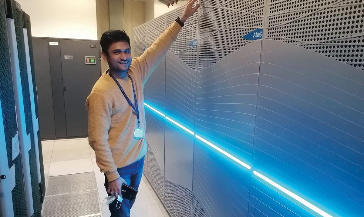 Suyash with Tursa, an Extreme Scaling GPU-based DiRAC system hosted by EPCC’s Advanced Computing Facility.