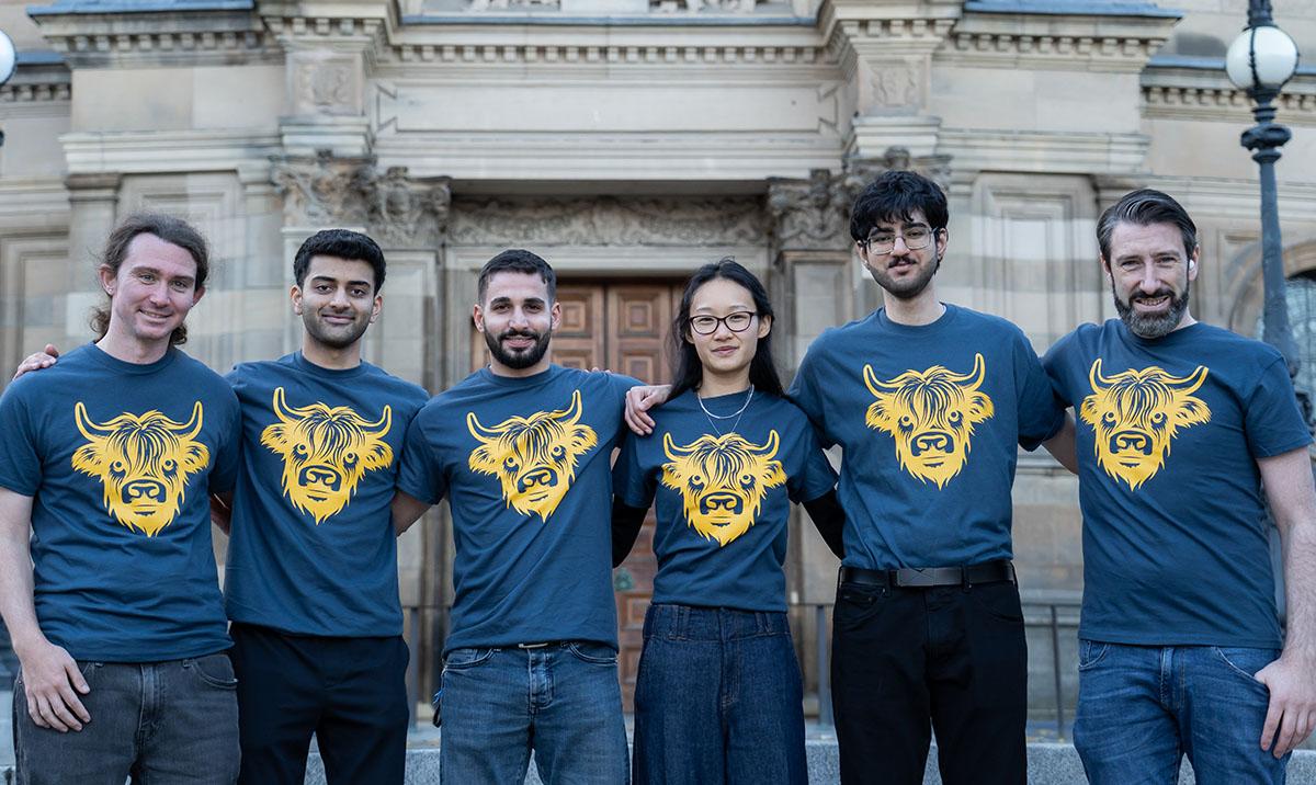 Photo shows the 6 members of TeamEPCC 2025 outside the McEwan Hall, Edinburgh