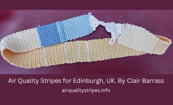 Photo shows fabric stripey bracelet