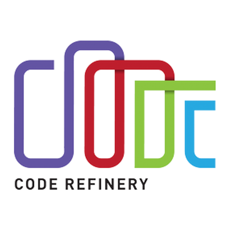 Code Refinery logo - colourful semi-abstract rendition of the word "code"