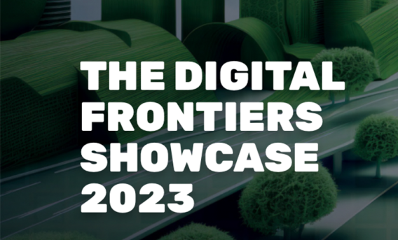 White text in block caps overlaying image: "THE DIGITAL FRONTIERS SHOWCASE 2023"