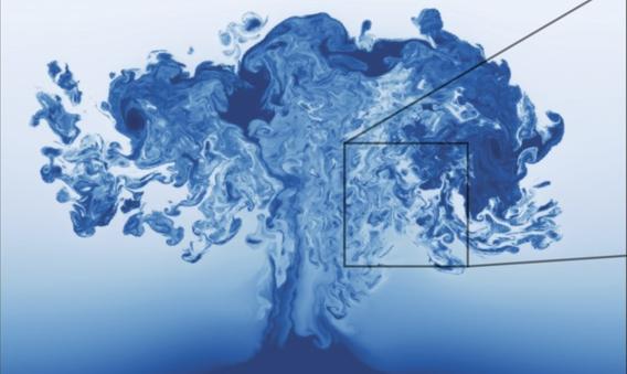 Image shows a representation of the humidity field of a large simulation made using EPIC, the elliptical parcel-in-cell software. EPIC is a revolutionary parcel-based cloud model developed by the University of St Andrews, the University of Leeds and EPCC.