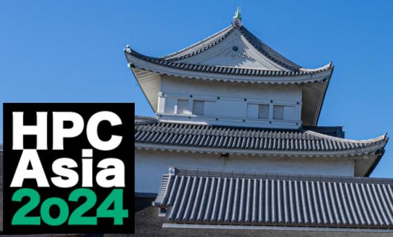 Montage with text "HPC Asia 2024" beside image of traditional rooftop.