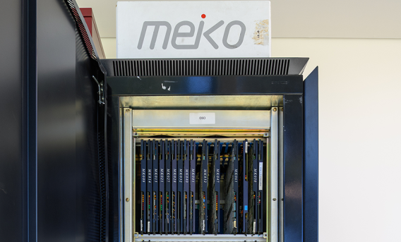 Meiko cabinet and sign