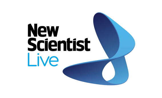Text "New Scientist Live" with blue "infinity-style" graphic
