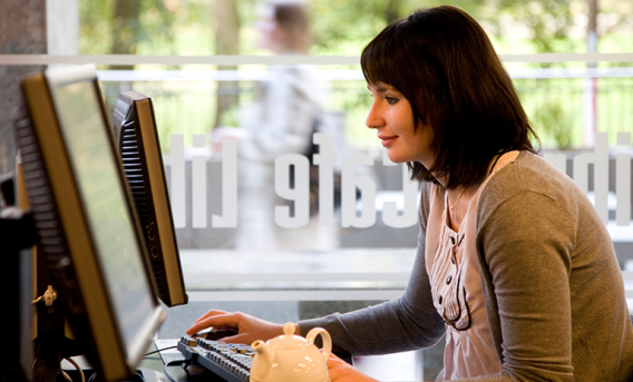 woman working at screen