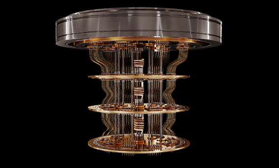 Quantum Computer - gold on black background