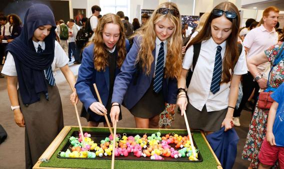 Competitors in EPCC's hook-a-duck challenge