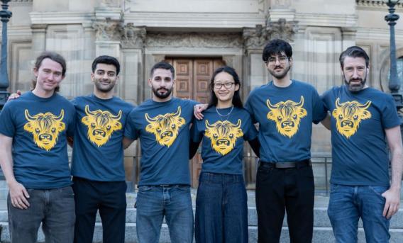 Photo shows the 6 members of TeamEPCC outside the McEwan Hall, Edinburgh