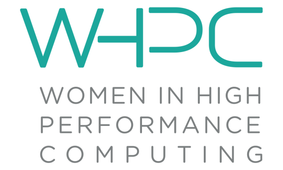 Logo with text "Women in High Performance Computing" and WHPC graphic in green