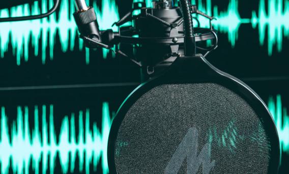 audio waveforms and microphone 