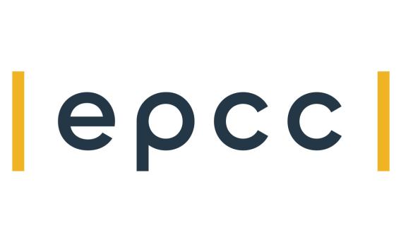 EPCC logo: dark blue letters "epcc" between vertical slender gold bars, all on white background